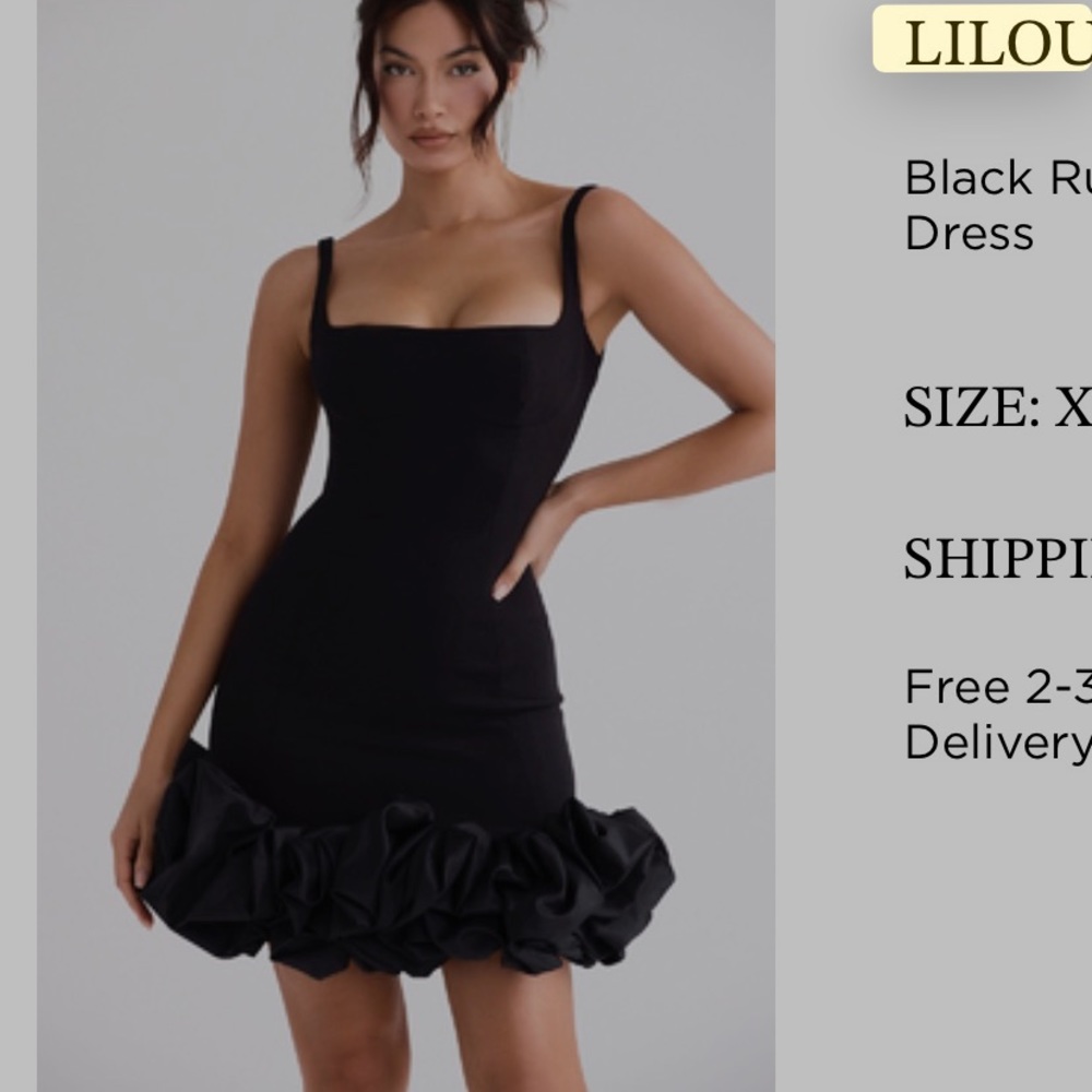 House of CB tight black ruffle hem dress